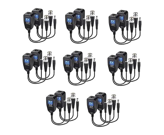 MESHIV 8MP PV Passive Video Balun BNC DC to RJ45 Network Transceiver Cat5Cat6 Adapter AHDTVICVICVBS for Full HD CCTV DVR Security Surveillance Camera System Pack of 8 - Image 1
