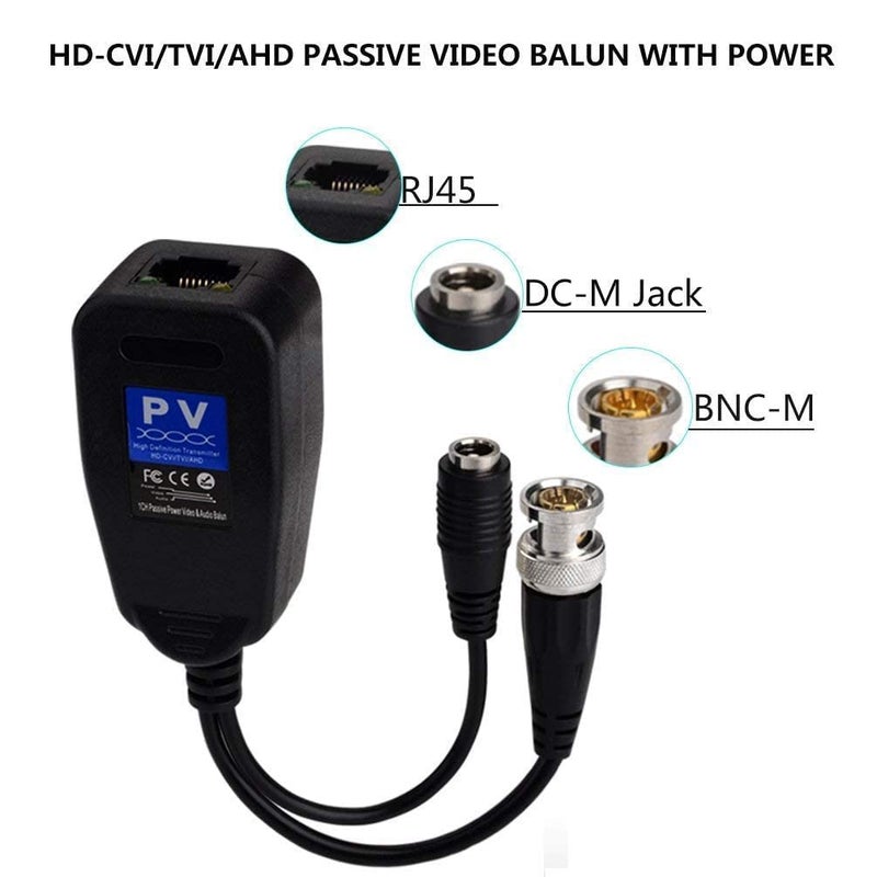 MESHIV 8MP PV Passive Video Balun BNC DC to RJ45 Network Transceiver Cat5Cat6 Adapter AHDTVICVICVBS for Full HD CCTV DVR Security Surveillance Camera System Pack of 8 - Image 2