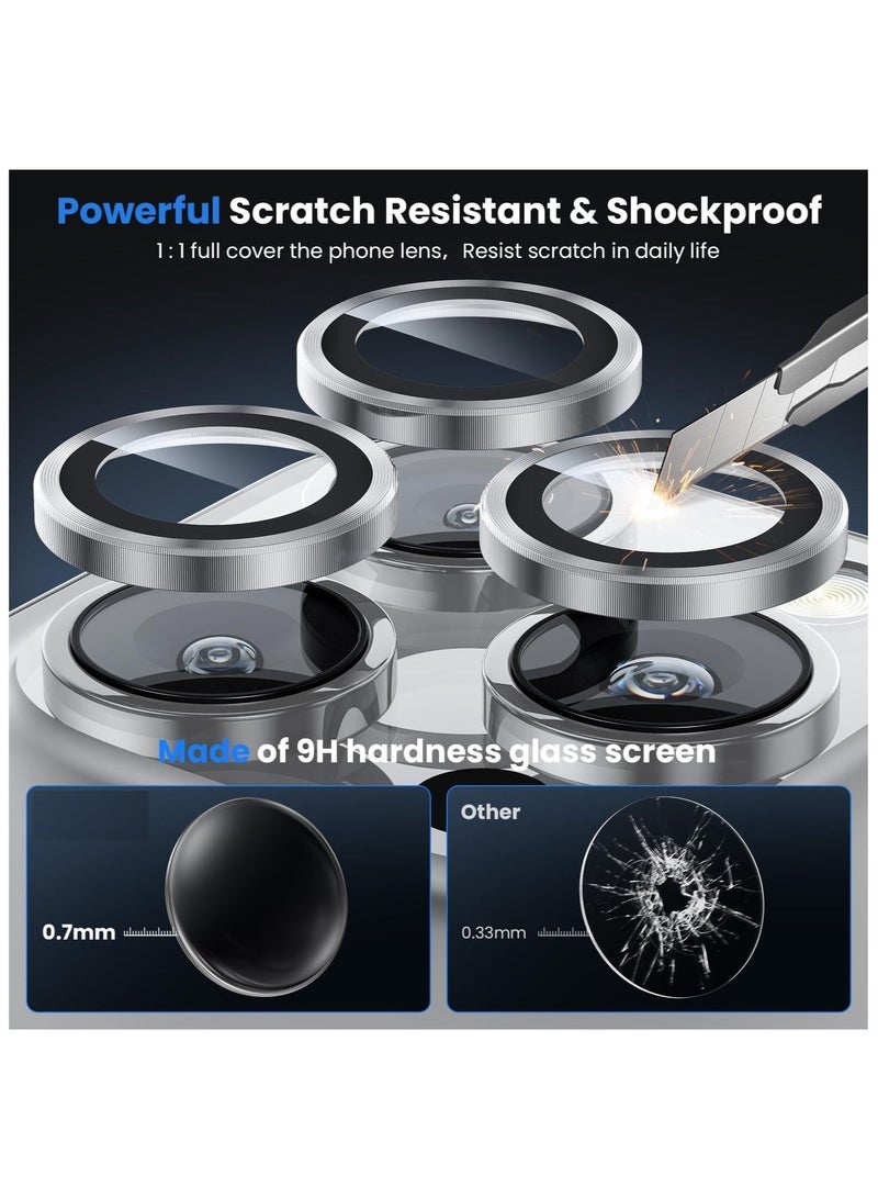 wexon Camera Lens Protector for iPhone 16 Pro , 9H Hardness Tempered Glass Single Ring Cover, HD Clear, No Impact on Photography Quality, 3 Pack - White Titanium  - Image 2