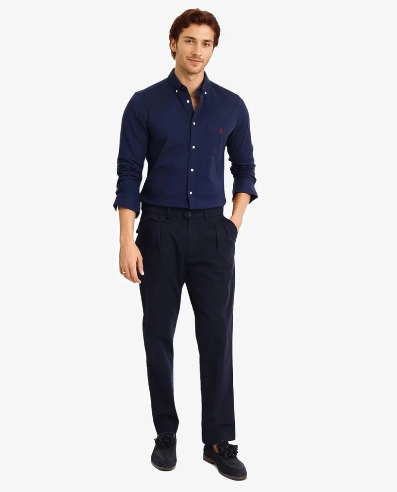 Rare Rabbit Men's Button-Down Plain Formal Shirt With Embroidered Logo