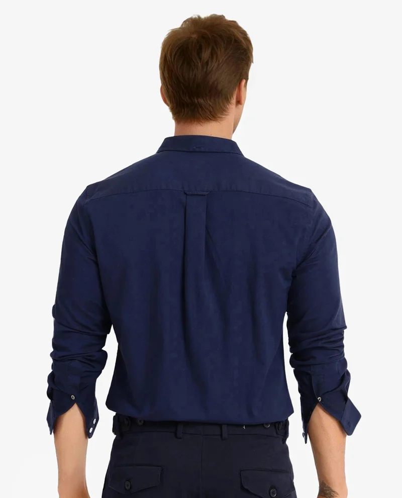 Rare Rabbit Men's Button-Down Plain Formal Shirt With Embroidered Logo