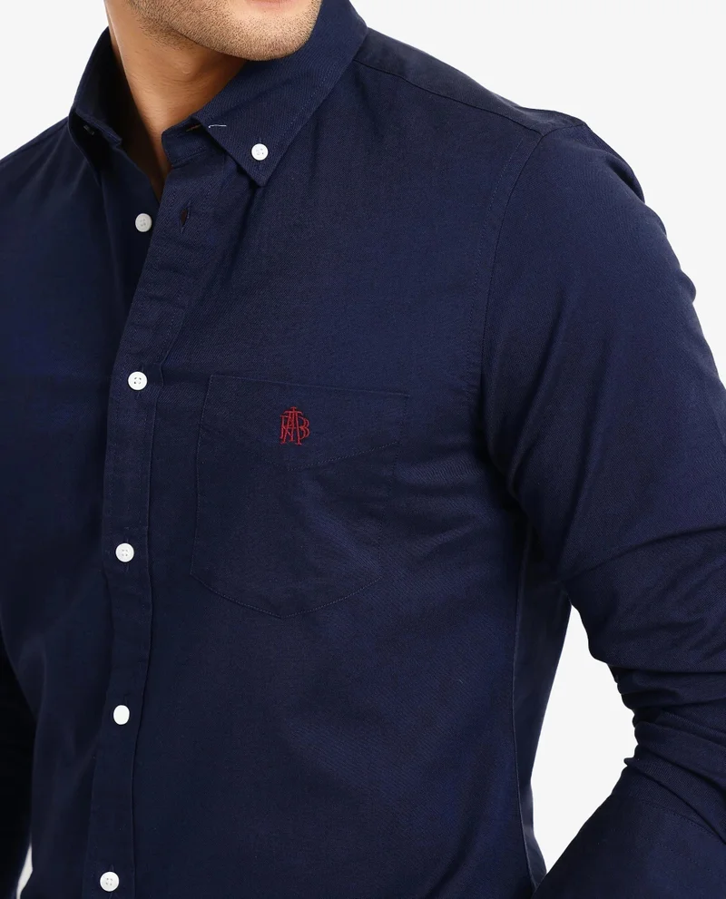 Rare Rabbit Men's Button-Down Plain Formal Shirt With Embroidered Logo