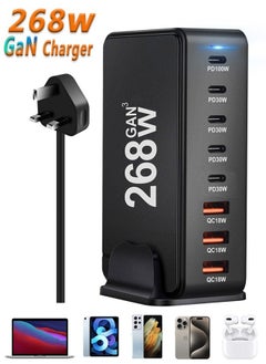 إيفرين 268WGaN USB C الشاحن، 8 منفذ نوع C محطة الشحن السريع محور بلوك، الجدار شاحن محول قطاع الطاقة المكعب 5 PD USB C 3 QC USB A شاحن الكمبيوتر المحمول ل MacBook Air Sumsung S23 iPhone 15 14 iPad  - Image 1