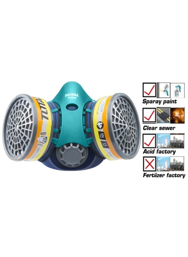 توتال قناع تنفس نصفي للوجه (Total) بمرشحين مزدوجين — حماية صناعية ضد الغبار والغازات - Image 4