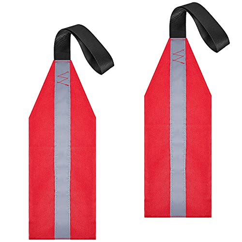 Frienda 2 Pieces Safety Travel Flag for Kayak Canoe Red Warning Flag with Webbing for Kayak SUP Towing Canoes Truck Safety Accessories Kit (Stripe Style) - Image 1