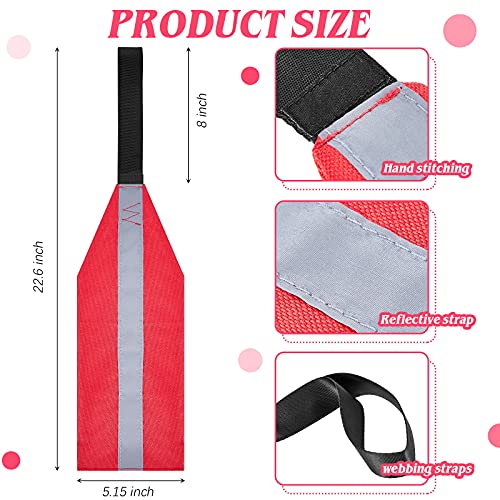 Frienda 2 Pieces Safety Travel Flag for Kayak Canoe Red Warning Flag with Webbing for Kayak SUP Towing Canoes Truck Safety Accessories Kit (Stripe Style) - Image 3