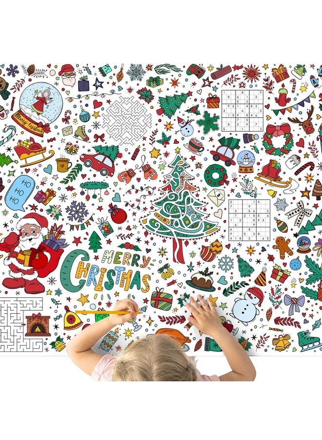 GWHOLE Christmas Coloring Tablecloth, Christmas Crafts For Kids Giant Coloring Poster 40 X 28 Inch Christmas Themed Coloring Table Cloth For Kids Christmas Eve Party Suplies - Image 1