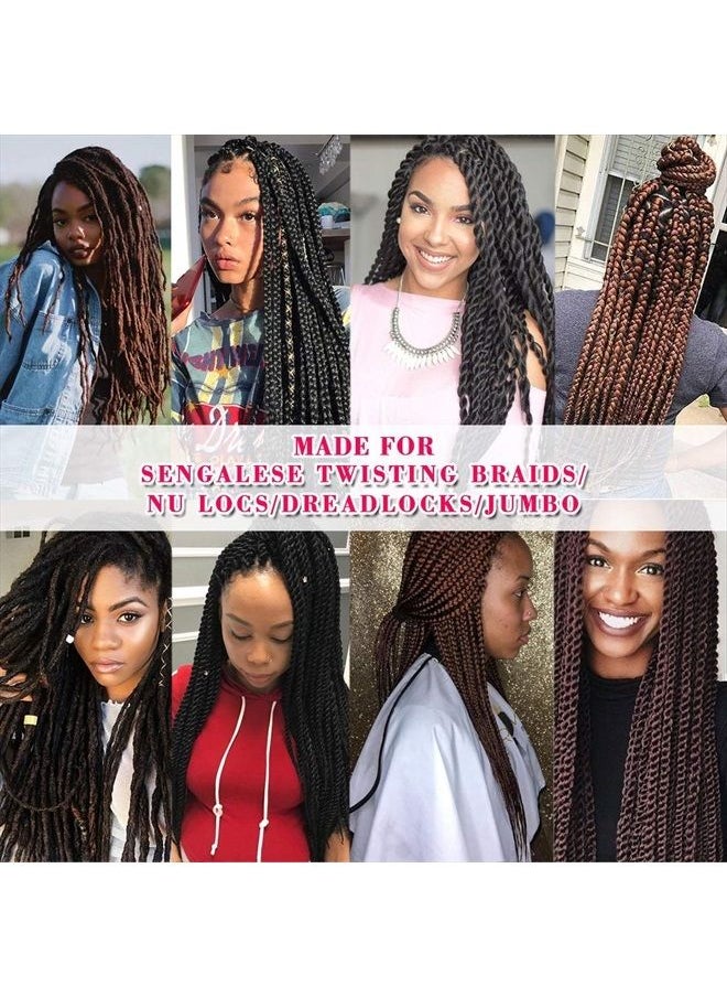 Youngther 100% Brazilian Wool Hair Acrylic Yarn for African Braids/Senegalese Twist/Faux Locs/Wraps with Crochet Hook(4 Roll, Natural Black)  - Image 4