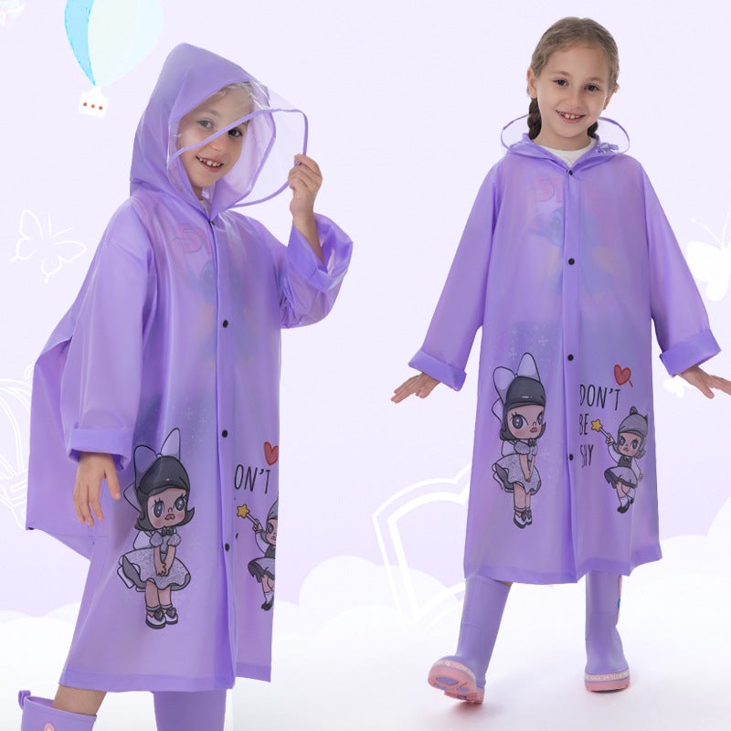 6-12 Years Old Primary And Secondary School Students Poncho With School Bag Kindergarten Baby Reflective Soft Tasteless Children'S Raincoat - Image 4