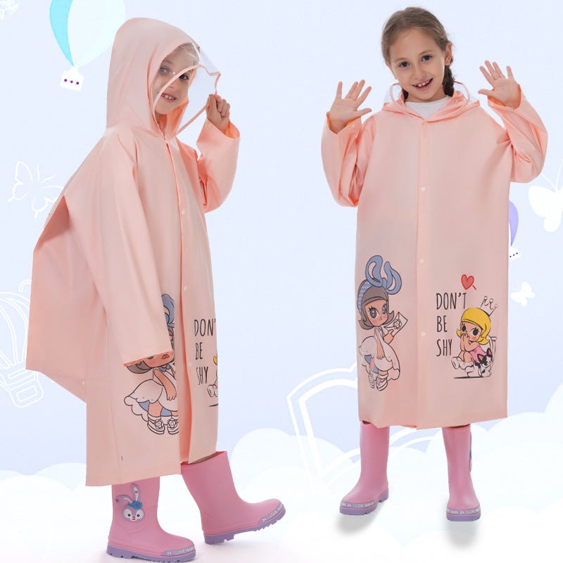 6-12 Years Old Primary And Secondary School Students Poncho With School Bag Kindergarten Baby Reflective Soft Tasteless Children'S Raincoat - Image 5