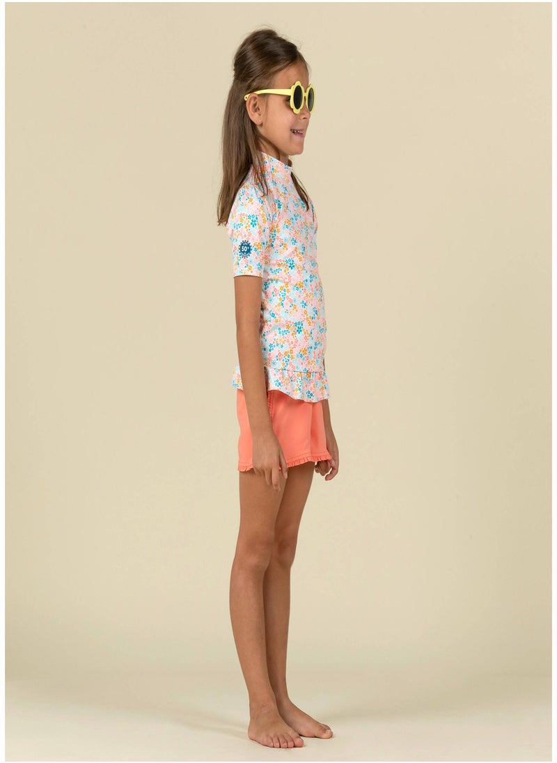 NABAIJI NABAIJI by DECATHLON, Baby Short-Sleeved Anti-UV T-Shirt with Flower Print Soft & Sun-Resistant  - Image 1