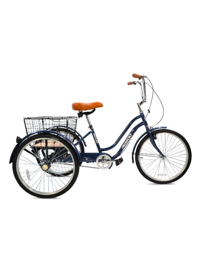MOGOO Mogoo Hauler Adult Tricycle - 24/26 Inch - Durable Steel Frame, Removable Rear Basket with Wheels & Wooden Base, Alloy Rims, Parking Brake, Saddle with Springs, Vintage Design, Perfect for Shopping  - Image 1