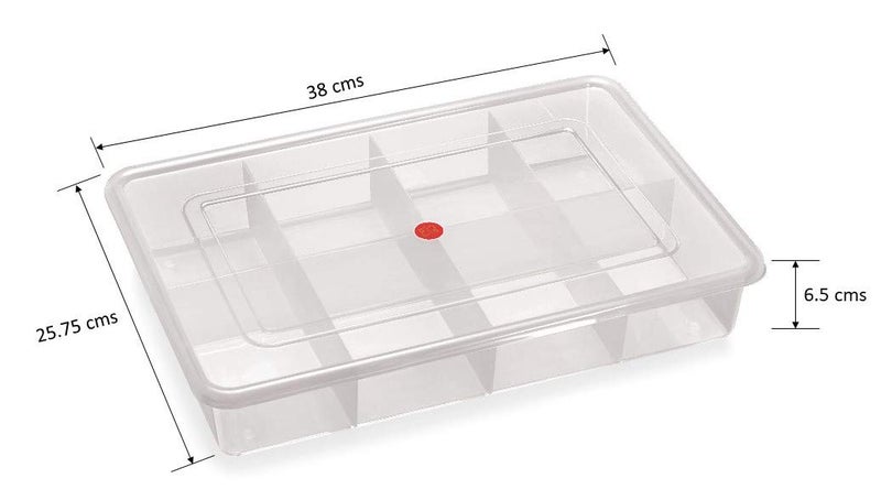 SHOPATHON INDIA 8 Grids High Thickness Plastic Multipurpose Storage Box With Tight Lid (X-Large, Rectangular) - Image 2