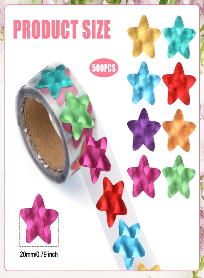 XIHIRCD 500pcs Star Stickers for Rewarding, 0.79 Inch Multicolored Glitter Star Stickers Holographic Shiny Star Stickers Self Adhesive Incentive Stickers for Encouraging Students - Image 2