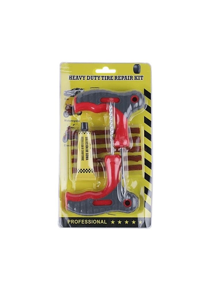 Premium Heavy Duty Tire Repair Kit – Professional Car and Motorcycle Puncture Plug Tool Set with Handle and Rubber Strips