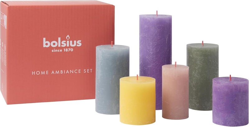 Bolsius Rustic Pillar Candles - Gift Set of 6 - Memphis - Decorative Household Candles - Length Burning Time - Unscented - Natural Plant Wax - Without Palm Oil - Image 3