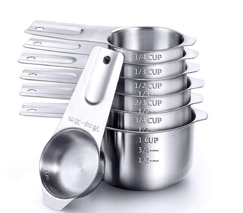 TOONEV Measuring CupsStainless Steel Measuring Cup Food Grade Measuring Cup for Kitchen Cooking and Baking Set of 7 