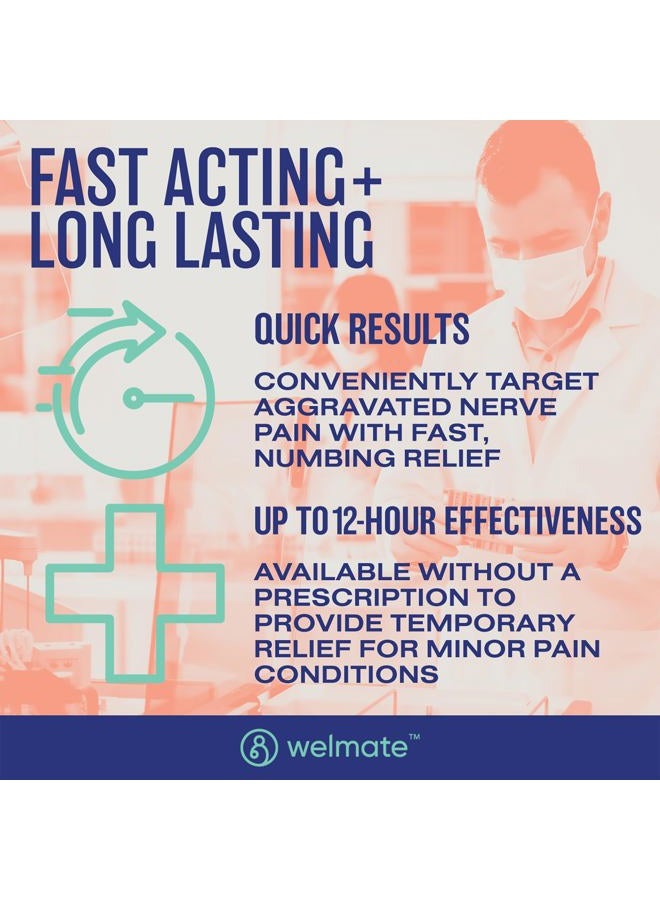WELMATE 4% Lidocaine Numbing Patch | Maximum Strength | Temporary Relief of Pain, Back, Neck, Shoulders, Knees, Elbows, Minor Skin Irritations | Topical Analgesic Unscented | 30 ct - Image 3