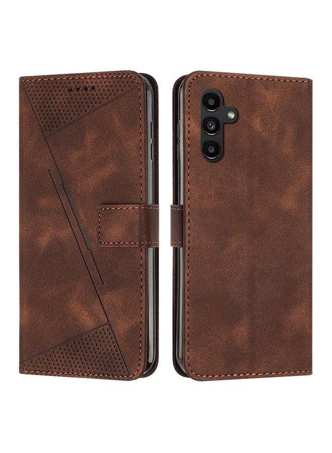 Green Tiger For Samsung Galaxy M15 / F15 Dream Triangle Leather Phone Case with Long Lanyard(Brown)