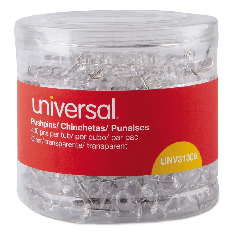 Universal UNV31306 3/8 in. Plastic Push Pins - Clear (400/Pack) - Image 2