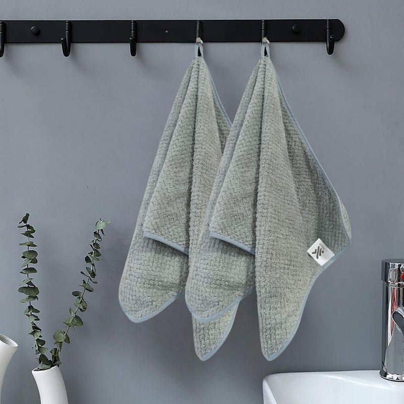 LINEAR Microfiber Hand Towel/Highly Absorbent Hand Towels for Bathroom/Soft Hand Microfiber Face Towel/Towel for Men, Women,Gym (SIZE-75x35) (Grey) - Image 1