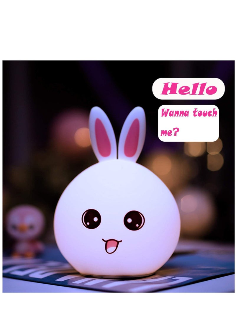 كابتن تيك أضواء ليلية على شكل أرنب ، مصباح أرنب لطيف من السيليكون الناعم ، مصباح ليلي للأطفال الصغار ، مصباح حضانة ، مصباح تحكم بمستشعر لمس الحيوان اللطيف المضيء - Image 3