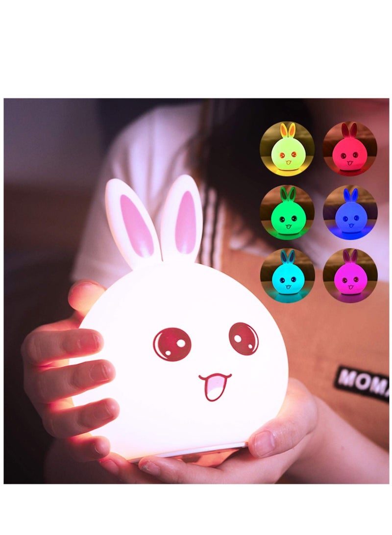 كابتن تيك أضواء ليلية على شكل أرنب ، مصباح أرنب لطيف من السيليكون الناعم ، مصباح ليلي للأطفال الصغار ، مصباح حضانة ، مصباح تحكم بمستشعر لمس الحيوان اللطيف المضيء - Image 4