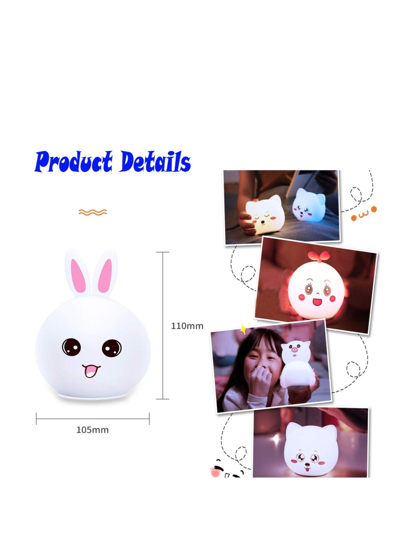 كابتن تيك أضواء ليلية على شكل أرنب ، مصباح أرنب لطيف من السيليكون الناعم ، مصباح ليلي للأطفال الصغار ، مصباح حضانة ، مصباح تحكم بمستشعر لمس الحيوان اللطيف المضيء - Image 5