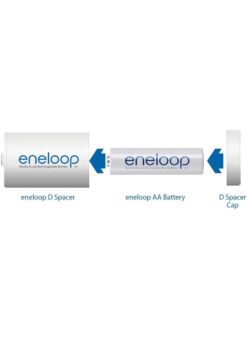 eneloop Eneloop Panasonic KKJS1MCA2BA D Size Battery Adapters AA 2100 Cycle Ni MH PreCharged Rechargeable Batteries 2 D Adapters with 2 Batteries  - Image 3