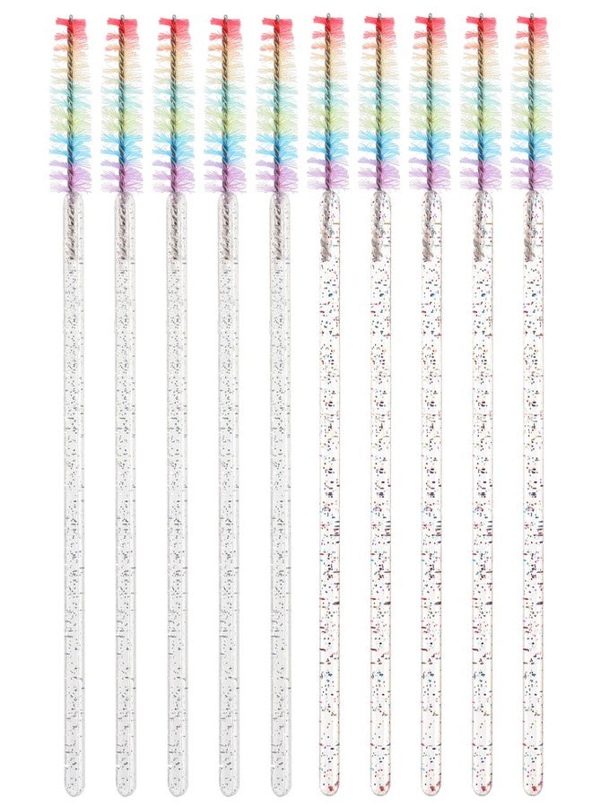Mekupeu 100 Pcs Crystal Spoolies Mascara Wand Eyelashes Brushes for Eyebrow Eye Lash Extension in Colorful handle（Mixed White&Multicolor) - Image 4