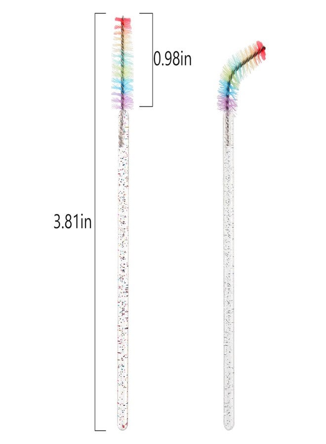 Mekupeu 100 Pcs Crystal Spoolies Mascara Wand Eyelashes Brushes for Eyebrow Eye Lash Extension in Colorful handle（Mixed White&Multicolor) - Image 2