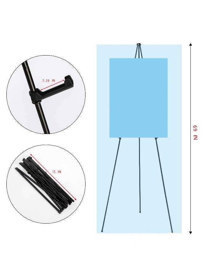 حصري 2 عبوة حامل لوحات للزفاف 69 إنش حامل قابل للتعديل لعرض اللوحات حاملات كبيرة من المعدن مع حقيبة محمولة مناسبة للمعارض في الردهة - Image 5