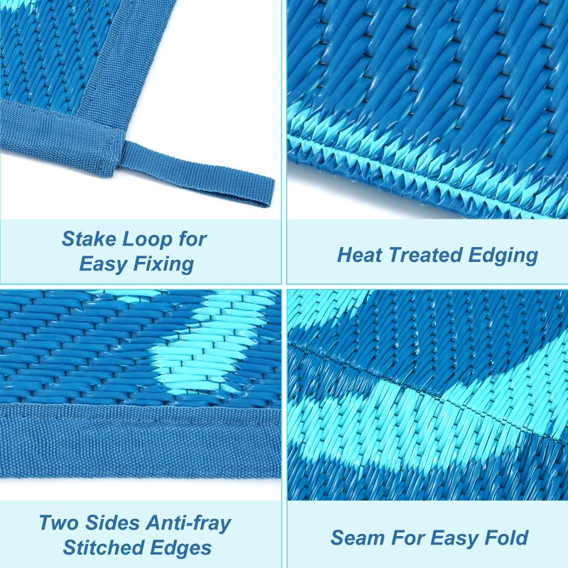 Anidaroel 8x10 Outdoor Rug for Patios Clearance, Waterproof Camping Rug for Outside RV, Reversible Plastic Straw Outside Rugs, Large Outdoor Area Rug for Garden, Camper(Blue,8â€™x10â€™) - Image 5