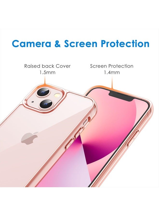 Jetech جراب لهاتف iPhone 13 مقاس 6.1 بوصة، غطاء ممتص للصدمات غير قابل للاصفرار، وظهر شفاف مضاد للخدش (ذهبي وردي) - Image 5