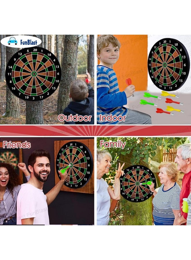 فنبلاست مجموعة لوحة رمي السهام المغناطيسية المستديرة من فن بلاست، لعبة لوحة رمي السهام المغناطيسية للأطفال والكبار، لعبة رماية على الهدف، مجموعة لوحة رمي السهام المغناطيسية الداخلية والخارجية مع 6 سهام (34 سم)، متعددة الألوان - Image 3