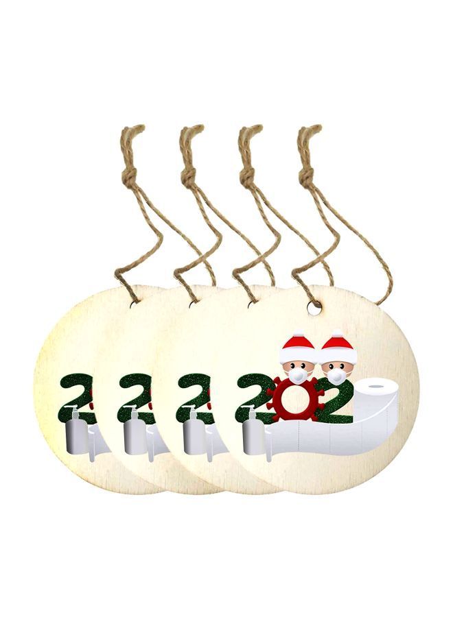 NIBEMINENT 4-Piece Tree Hanging Decorative Ornament Beige/Red/Green 8.5x1cm - Image 1