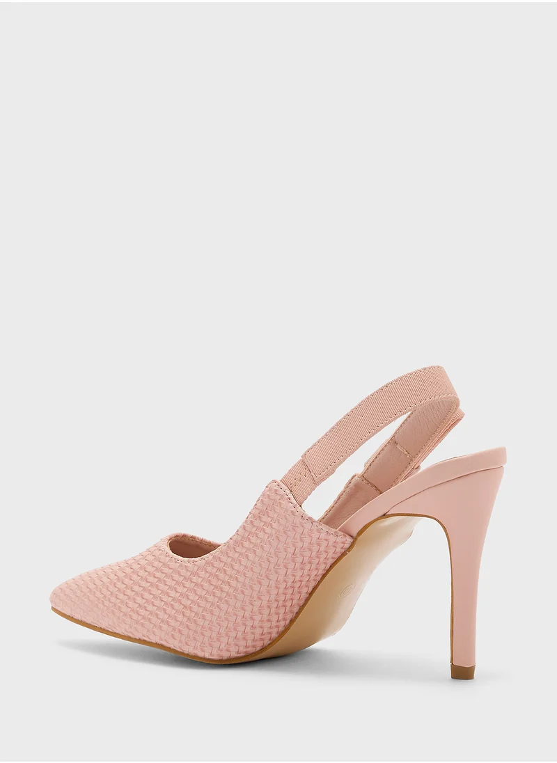 ELLA Weave Detail Sling Back Pump