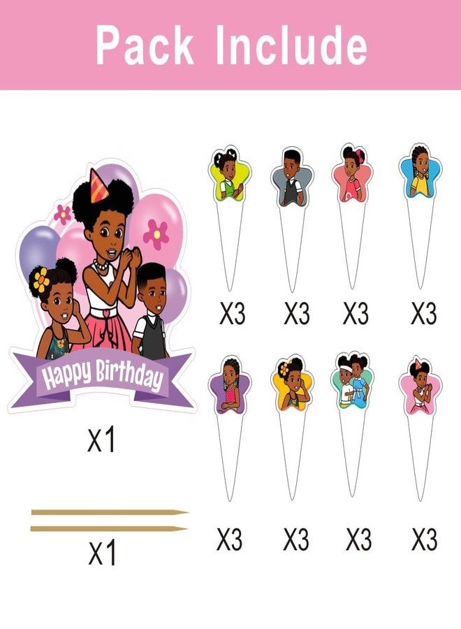 fancigo 25Pcs Gracies Cake Decorations with 24pcs Cupcake Toppers, 1pcs Cake Topper for Kids 1st Birthday Party Supplies - Image 2