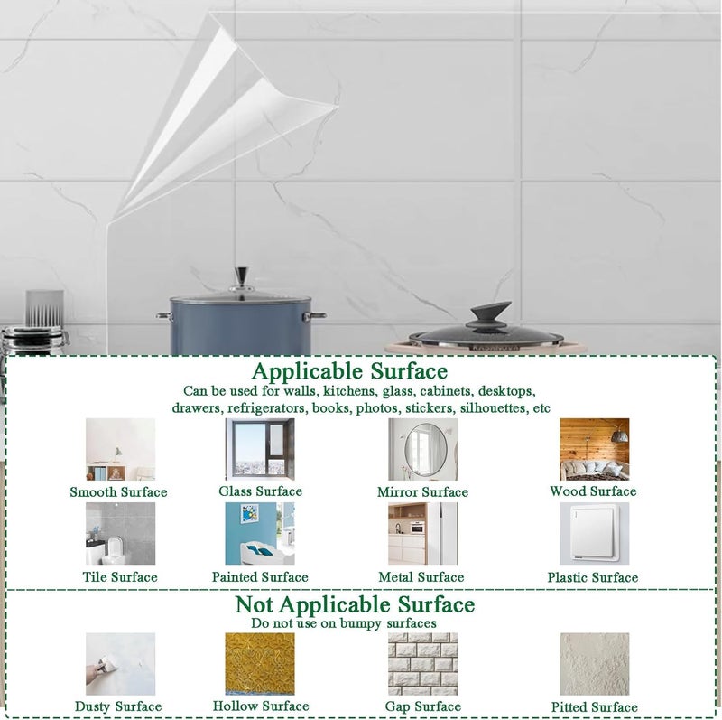 HOME13 Clear Glossy Self-Adhesive Film Removable Protective Film Transparent Waterproof Oil-Proof Kitchen Cabinets Desks (18x52_in, Clear Glossy) - Image 5
