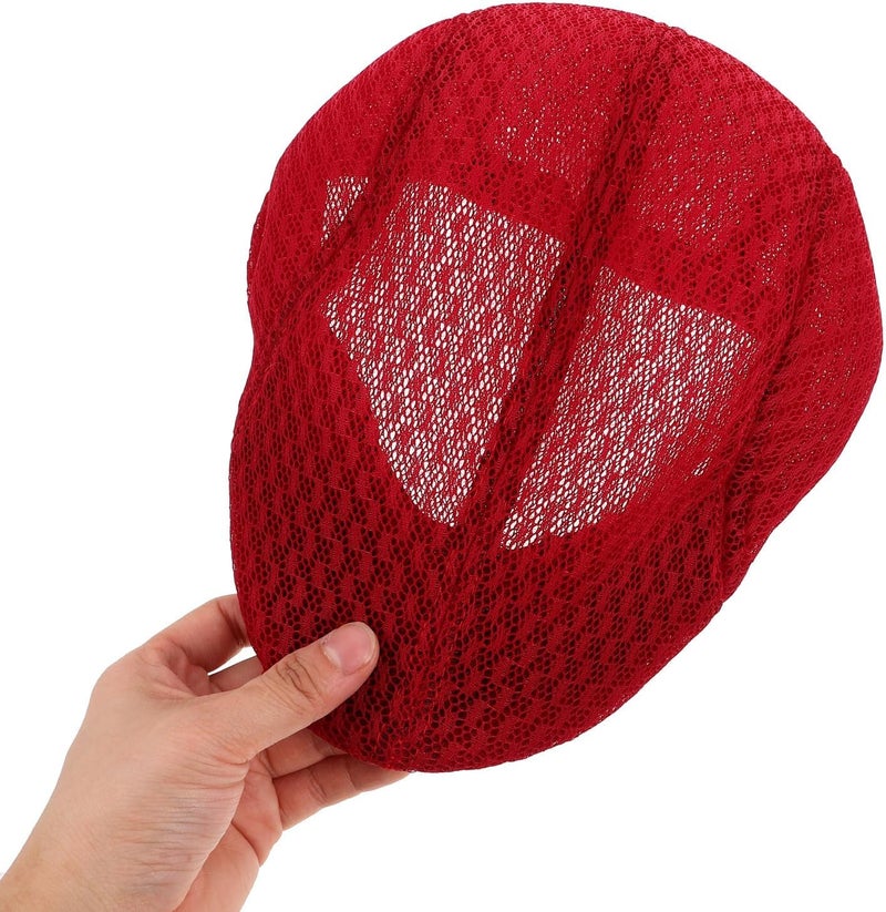 Chef Beanie Mesh Cap Breathable Food Service Hat Men’s Stylish Beret Hat for Kitchen Cooking and Restaurant Work Summer Outdoor Dark Red - Image 4