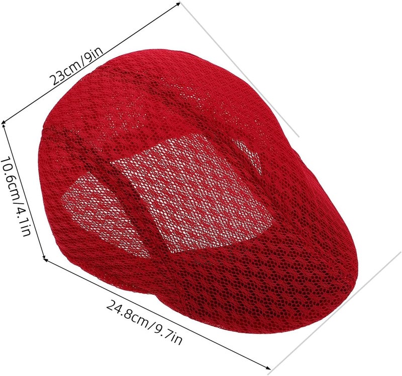 Chef Beanie Mesh Cap Breathable Food Service Hat Men’s Stylish Beret Hat for Kitchen Cooking and Restaurant Work Summer Outdoor Dark Red - Image 2
