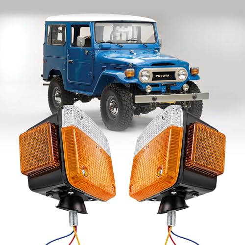 APSMOTIV Front Turn Signal Lamp Light Pair Compatible with Toyota Land Cruiser FJ40 FJ45 HJ45 HJ47 BJ40 BJ42 19601984 AmberClear Lens Front Indicator Light 12V Universal Fit for Jeep Isuzu - Image 3