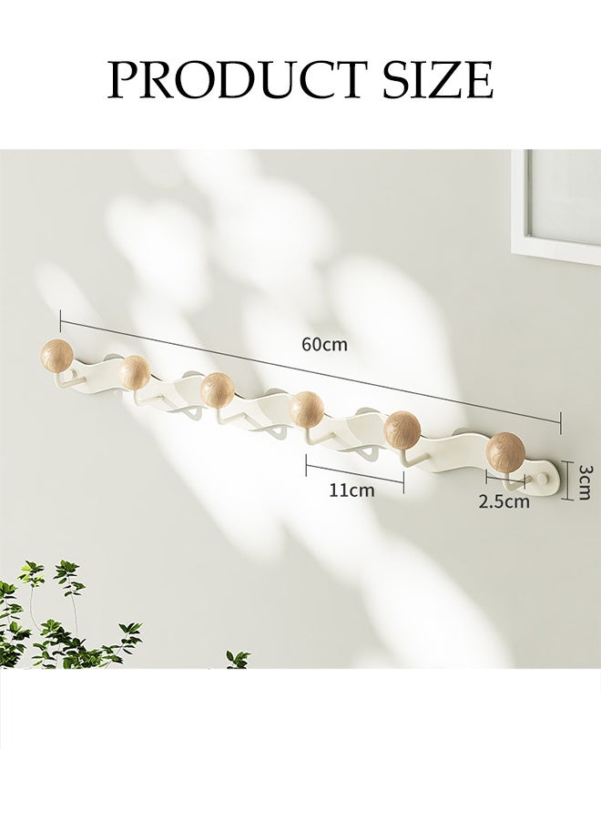 DUNISO Wall Mounted Coat Hook，Row Hook Hanger With 6 Hooks，Storage Organizer Hanger，Sturdy and Durable，for Bedroom Entrance Kitchen Bathroom - Image 2