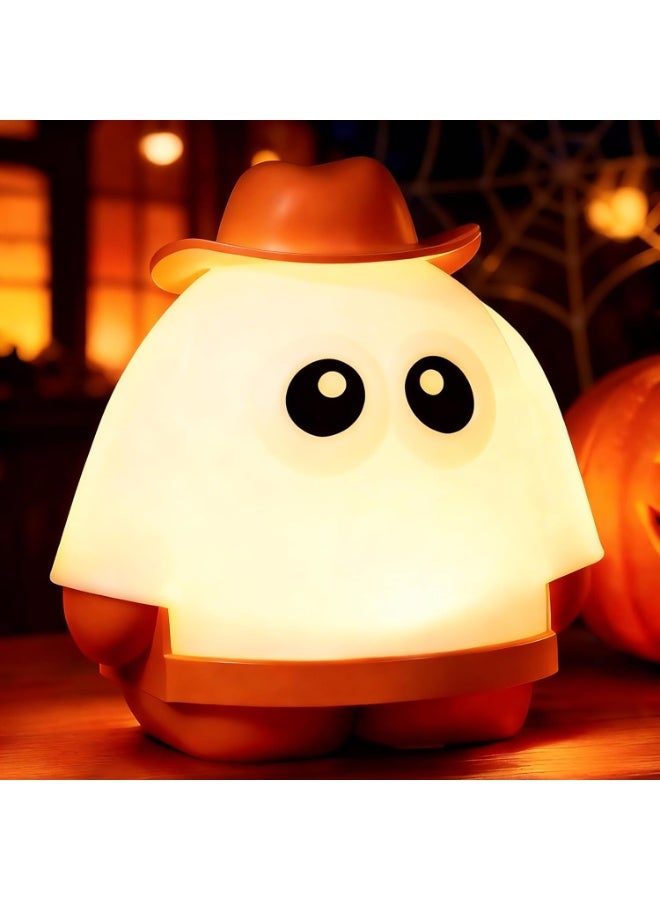 بلو فاير ضوء ليلي شبح من السيليكون بشحن لاسلكي وريموت كنترول - إضاءة قابلة للتعتيم، لمبة لمس ناعمة مع مؤقت ٣٠ دقيقة، إضاءة طاولة لطيفة ومرحة لغرفة النوم، غرفة الأطفال، هدايا الهالوين (لون أبيض دافئ) - Image 1