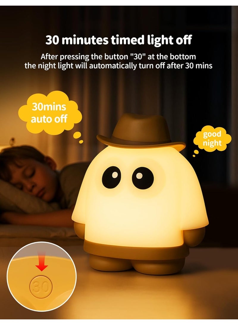 بلو فاير ضوء ليلي شبح من السيليكون بشحن لاسلكي وريموت كنترول - إضاءة قابلة للتعتيم، لمبة لمس ناعمة مع مؤقت ٣٠ دقيقة، إضاءة طاولة لطيفة ومرحة لغرفة النوم، غرفة الأطفال، هدايا الهالوين (لون أبيض دافئ) - Image 5