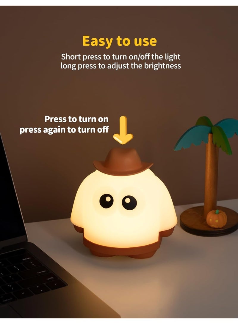 بلو فاير ضوء ليلي شبح من السيليكون بشحن لاسلكي وريموت كنترول - إضاءة قابلة للتعتيم، لمبة لمس ناعمة مع مؤقت ٣٠ دقيقة، إضاءة طاولة لطيفة ومرحة لغرفة النوم، غرفة الأطفال، هدايا الهالوين (لون أبيض دافئ) - Image 3