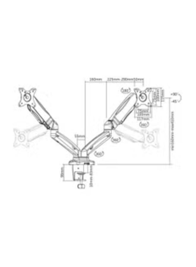 AWH Twin Dual LCD Monitor Gas Counterbalance Arm Desk Mount for 13-27" Screens with Tilt, Swivel, and USB Ports - Image 2