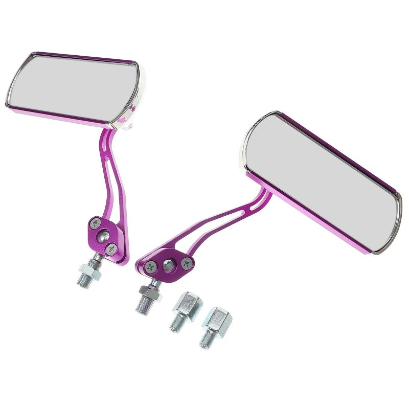 Purple Convex Bike Side View Mirrors 2 Pack for Bicycle Motorcycle Scooter Safety - Image 2