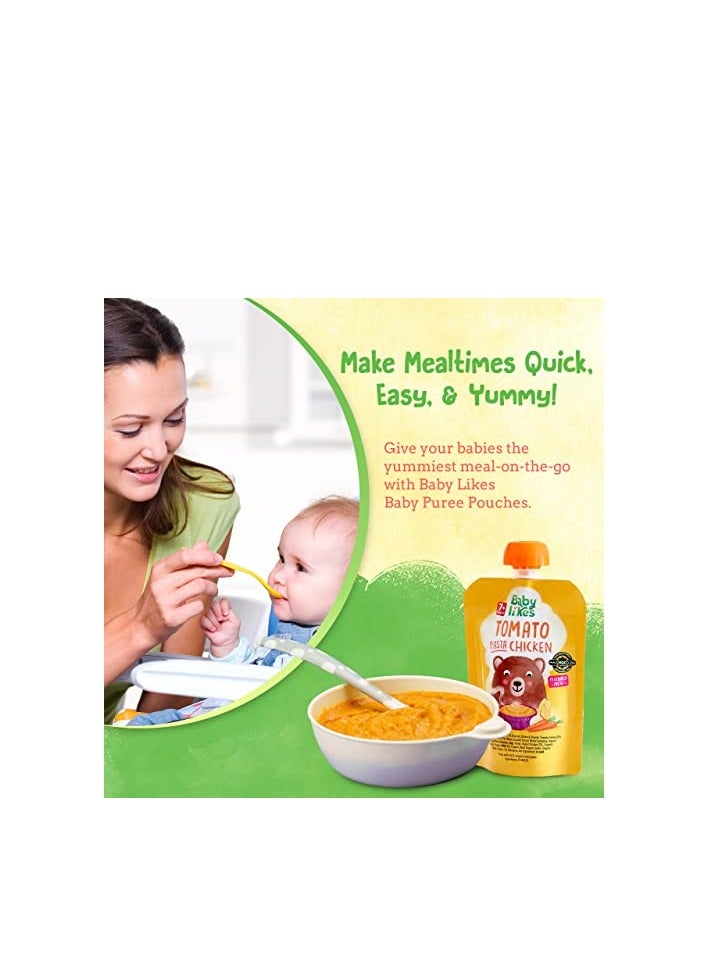 Babylikes Babylikes Halal Baby Food Pouch - Tomato Pasta Chicken 130g Stage 2 Organic Baby Puree for 7+ months - 6-Pack - Image 4