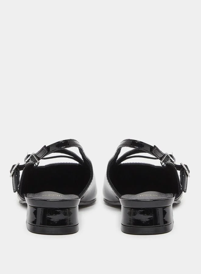 Styli Styli Strappy Slingback Pointed Toe Block Heel Shoes